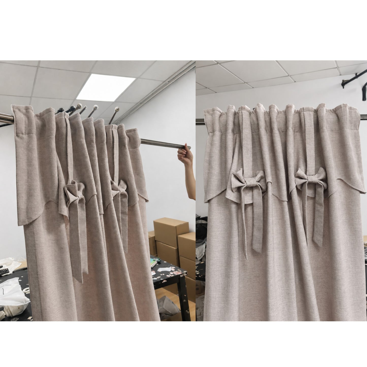 Nursery Bows Shabby Chic Romantic Window Drapery Curtains, Custom Colors Available