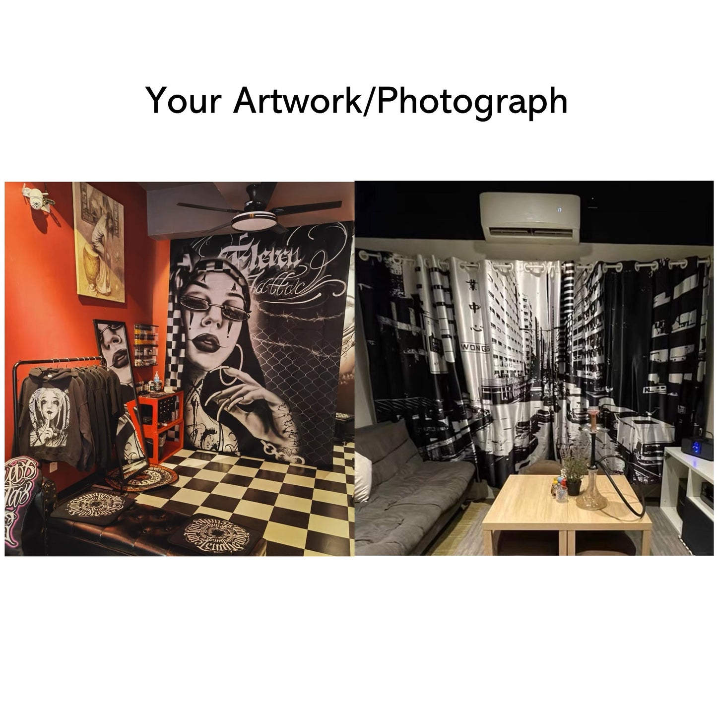 Custom Your Image Business Logo Backdrop Window Curtains Drapery