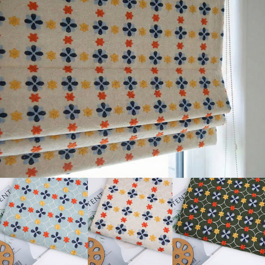 Embroidered Geometric Floral Window Roman Shade
