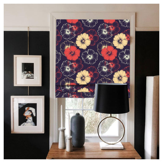 Hibiscus Flower Print Window Roman Shade