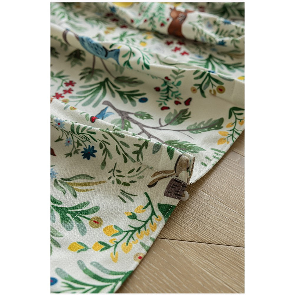 Whimsical Woodland Storybook Illustration Curtain Drapery