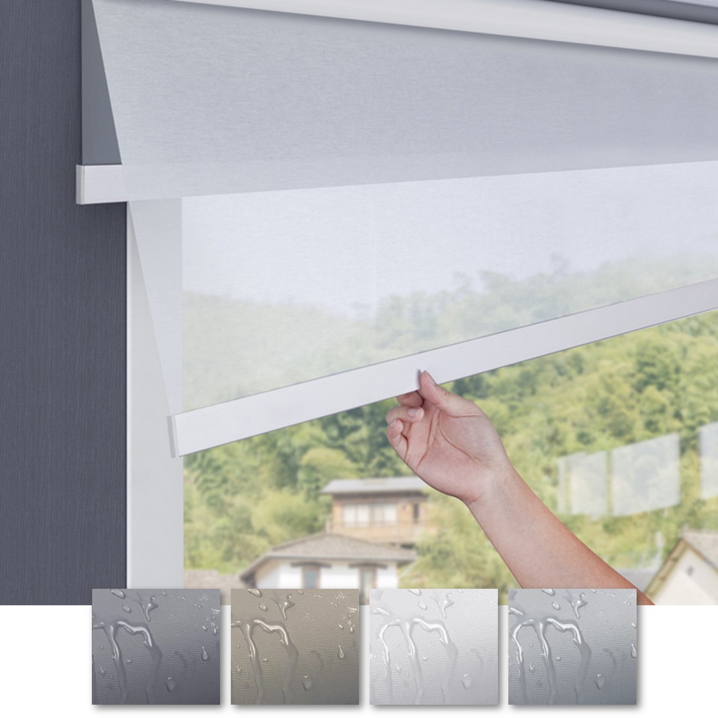 Dual Light Filter and Blackout 2 in 1 Waterproof Double Layered Window Roller Shade