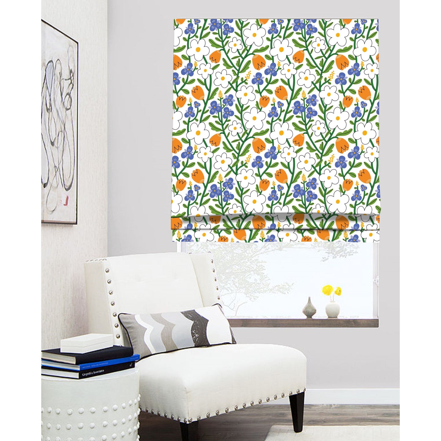 Spring Flower Garden Botanical Window Roman Shade