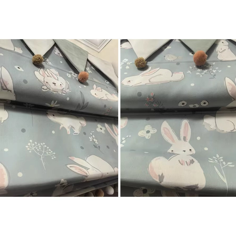 Nursery Bunny Print Pastel Window Roman Shade