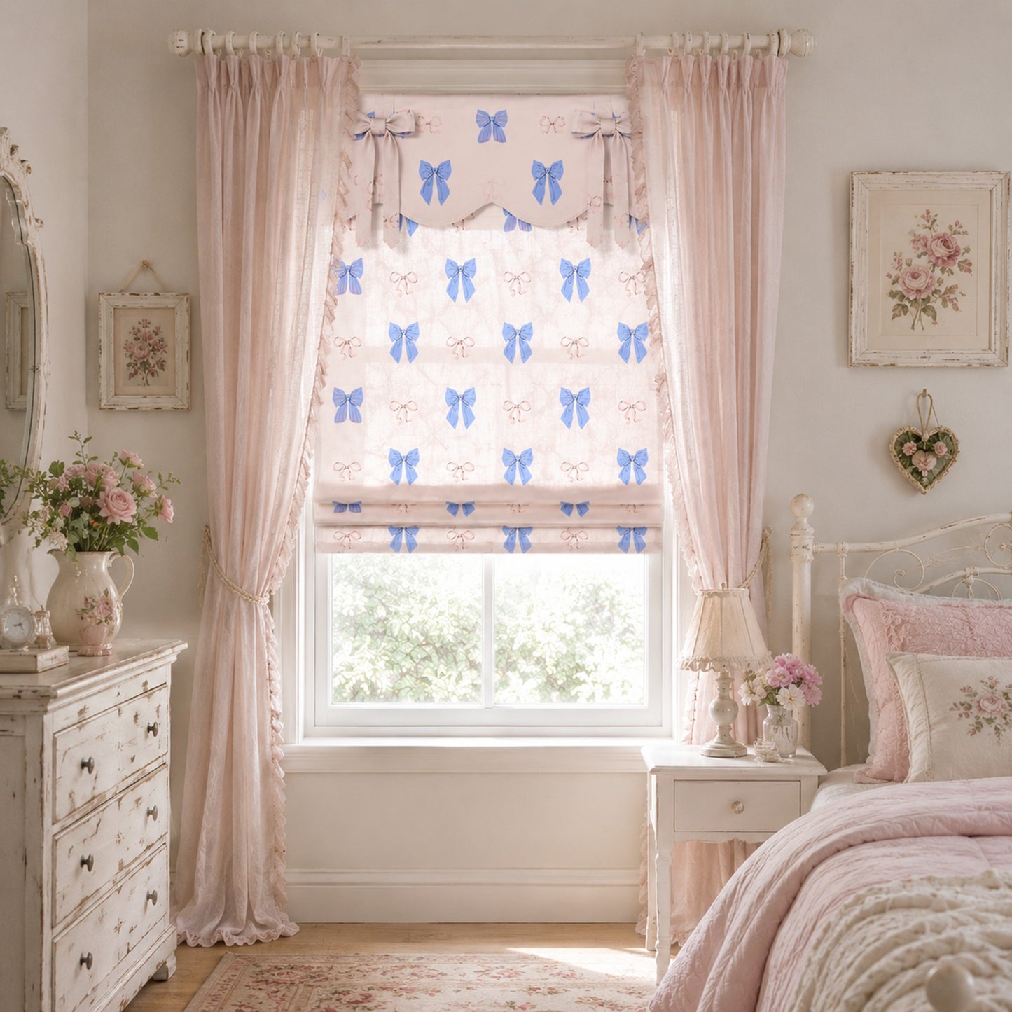 Coquette Bow Ribbon Bows Valance Window Roman Shade