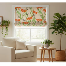 Load image into Gallery viewer, Garden Whimsy Orange Coneflower Meadow Window Roman Shade
