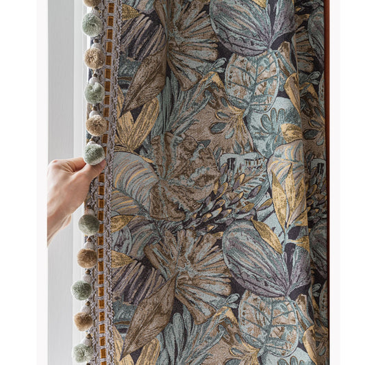 Retro Foliage Tapestry Mid Century Vibes Window Curtains Drapery