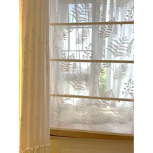 Load image into Gallery viewer, Sheer Botanical Leaf Pattern Light Filtering Transparent Window Roman Shade
