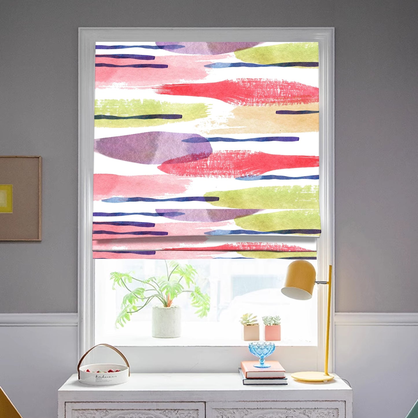 Watercolor Painting Art Window Roman Shade