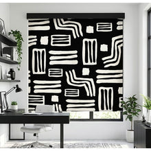 Load image into Gallery viewer, Black and White Tribal Geometric Window Roller Shade
