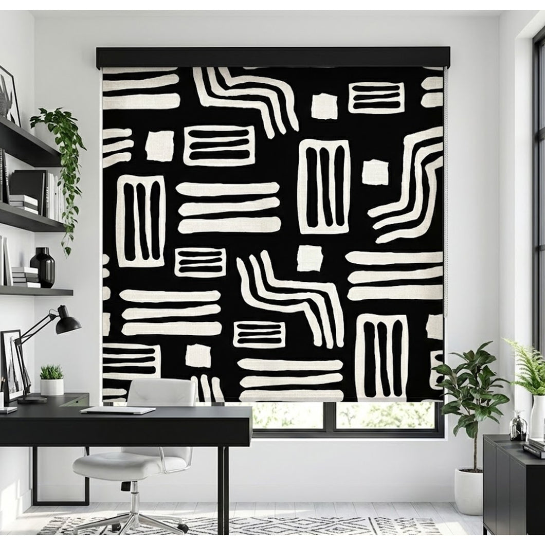 Black and White Tribal Geometric Window Roller Shade
