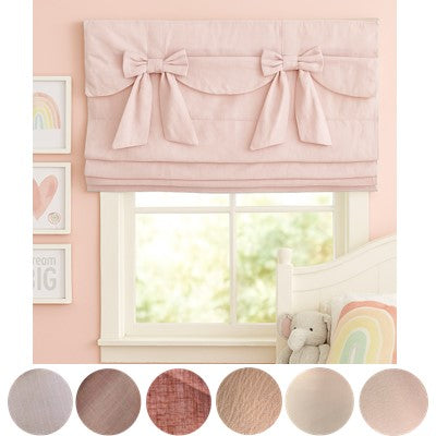 Shade of Pink Palette Linen Ribbon Bows Valance Window Roman Shade