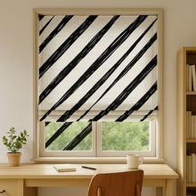 Load image into Gallery viewer, Contemporary Brushstroke Noir Monocrome Window Roman Shade
