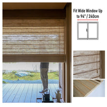 Load image into Gallery viewer, Natural Reed Linen Roman Style Window Roller Shade
