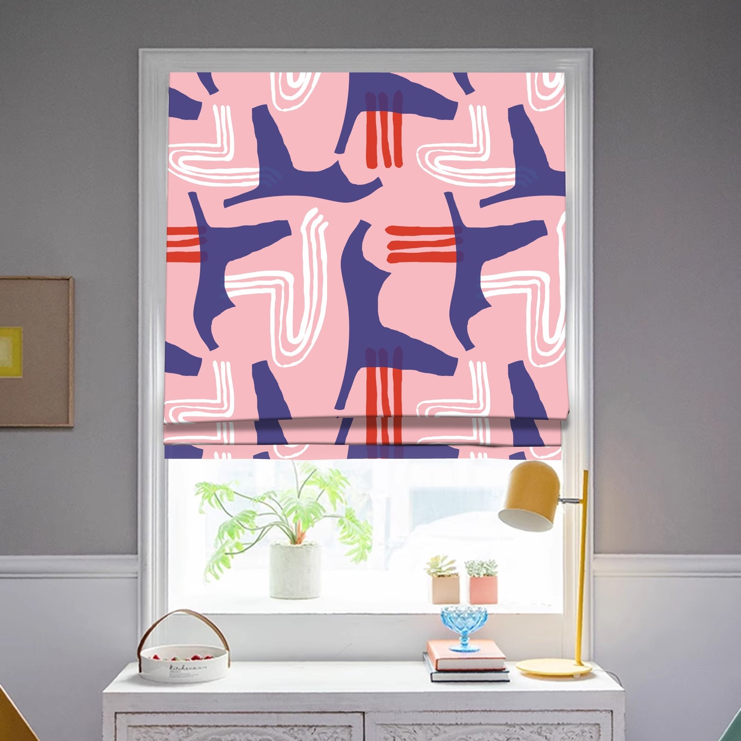 Abstract  Free-form Organic Shapes Window Roman Shade