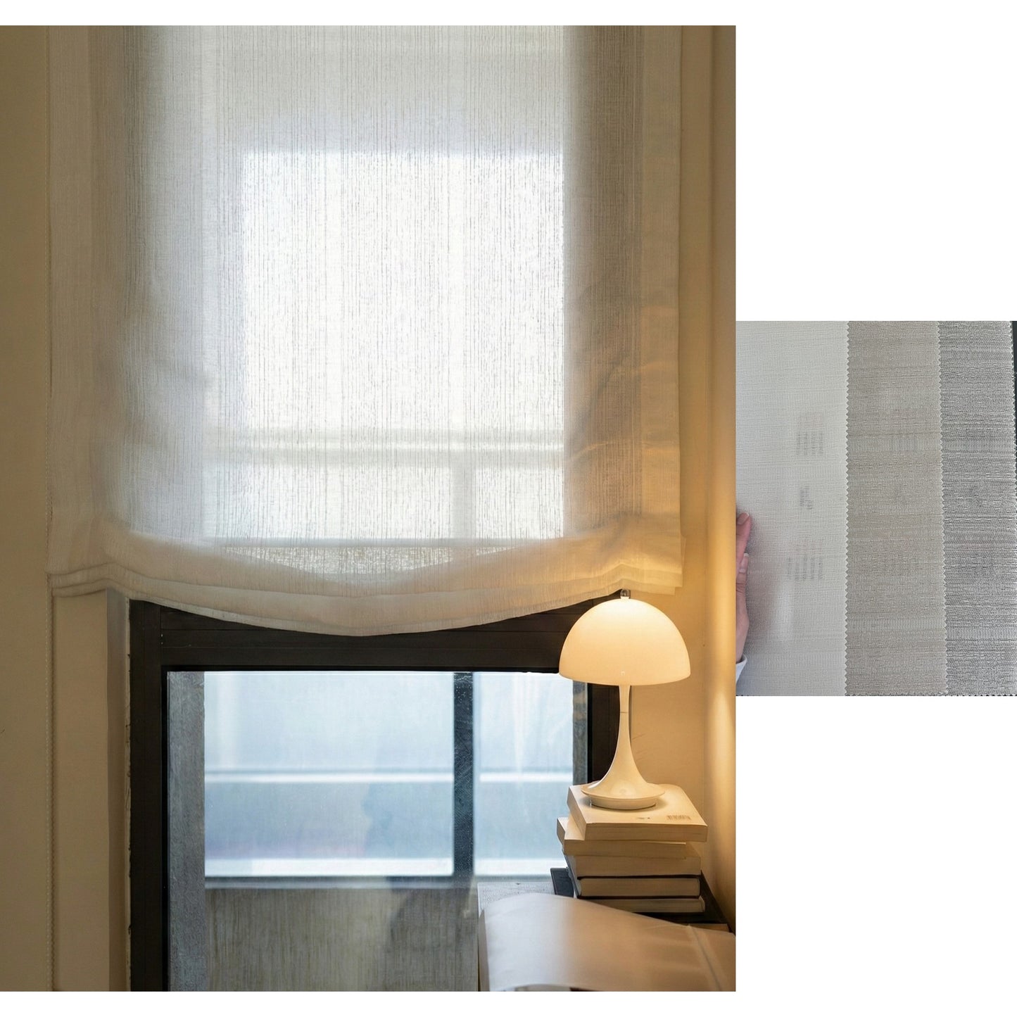 Semi-Sheer Slub Linen Relaxed Fit Roman Shade
