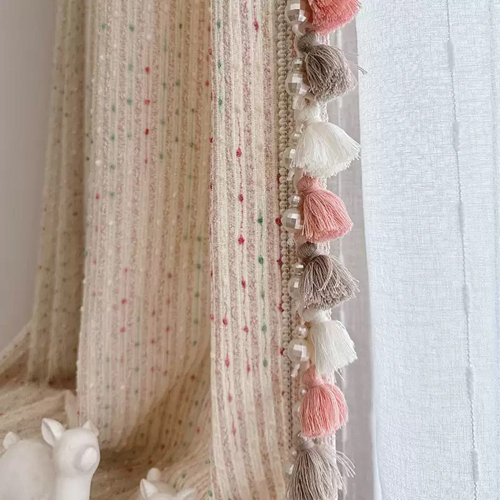 Pastel Sweetheart Rainbow Boho Drapes Speckled Tassel Curtain Boho Drapery