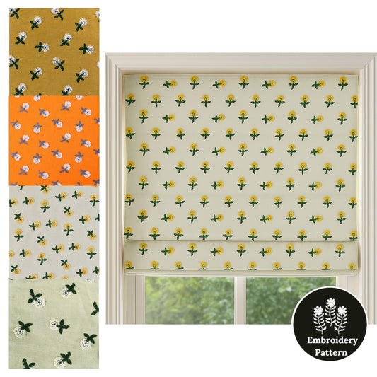 Petite Bloom Embroidered Window Roman Shade