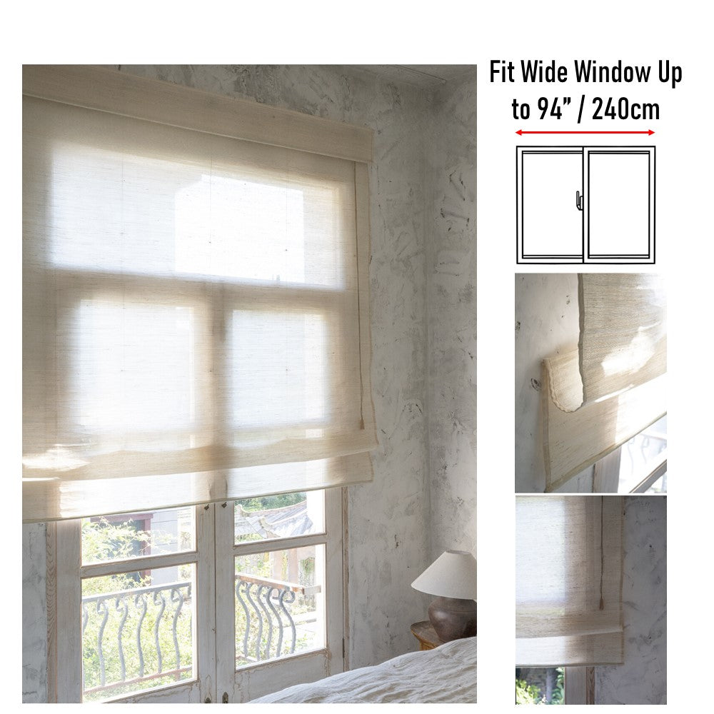 Natural Ramie Minimalist Woven Window Shade (Top Down Bottom Up Available)