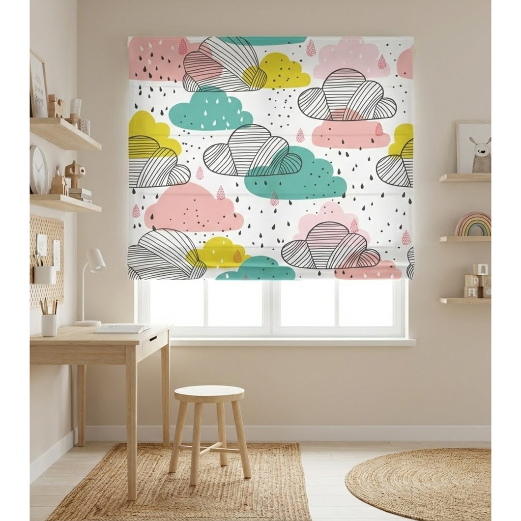 Pastel Clouds Nursery Window Roman Shade