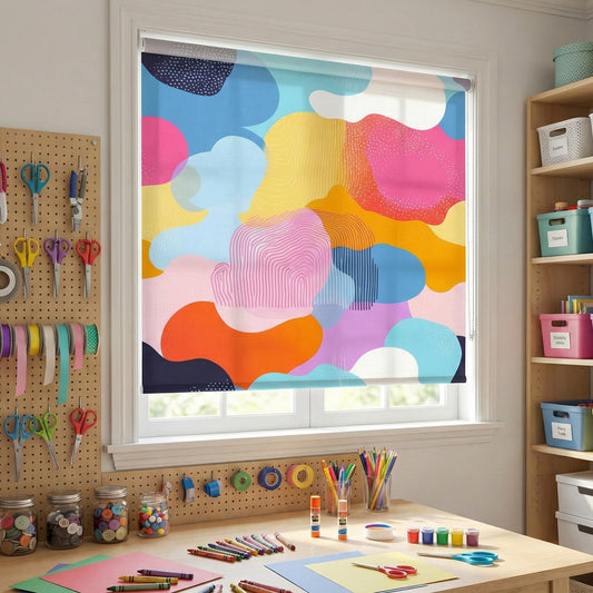 Modern Risograph Doodle Pattern Window Roller Shade