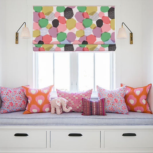 Organic Shape Colorful Overlapping Window Roman Shade