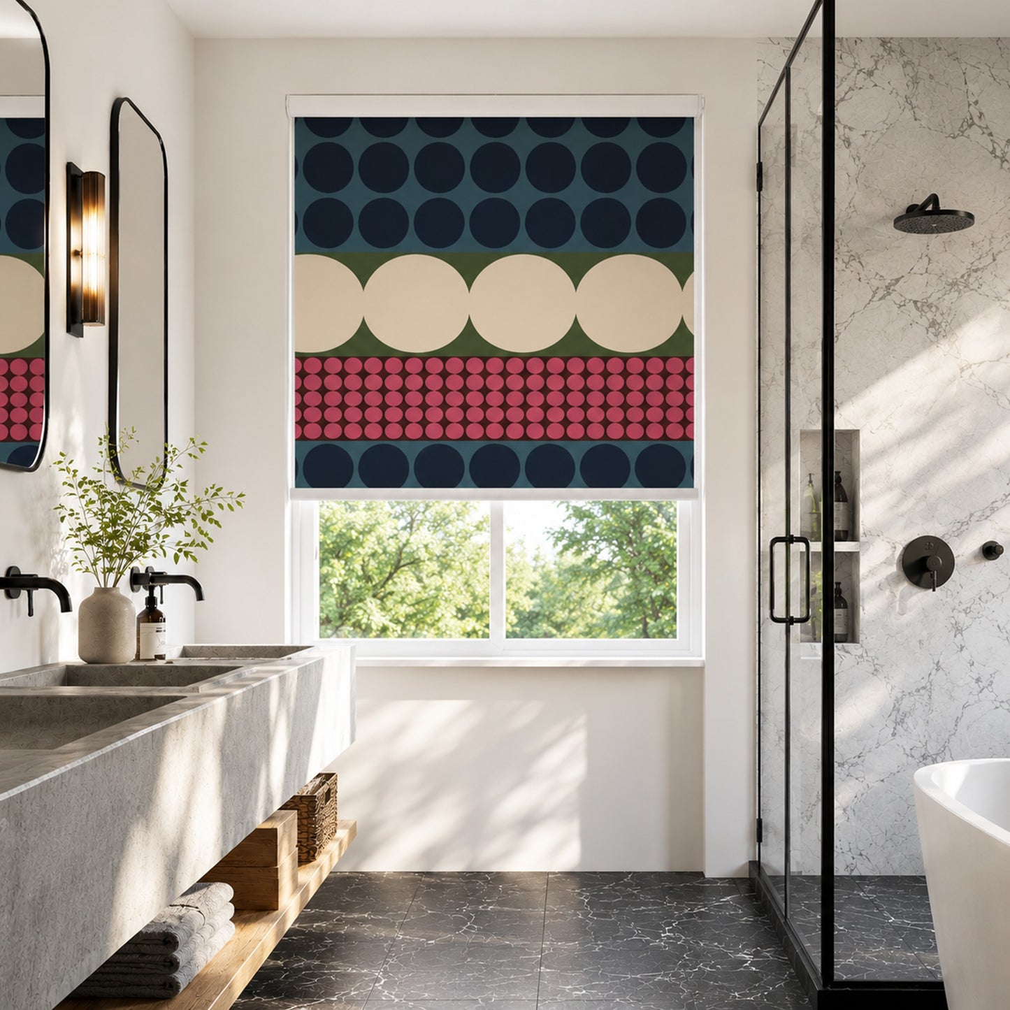 Colorblock Mid Century Bauhaus Inspired Window Roller Shade