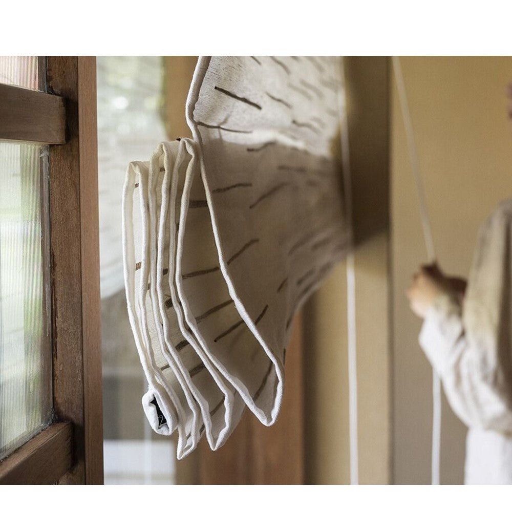 Natural Jute Wood Textured Earthy Window Shade- Top Down Bottom Up Available