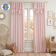 Load image into Gallery viewer, Nursery Bows Shabby Chic Romantic Window Drapery Curtains, Custom Colors Available
