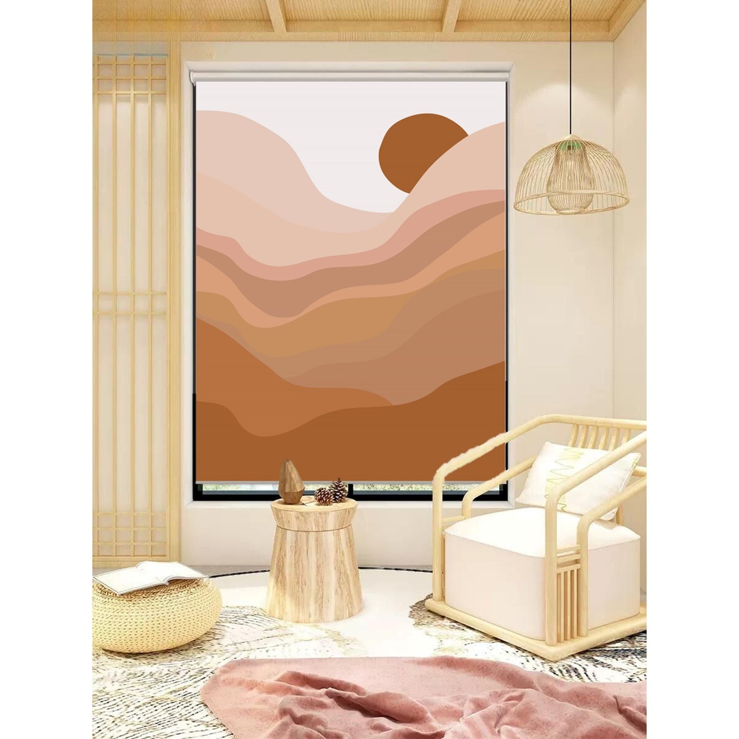 Bohemian Abstract Earth-Tone Landscape Window Roller Shade