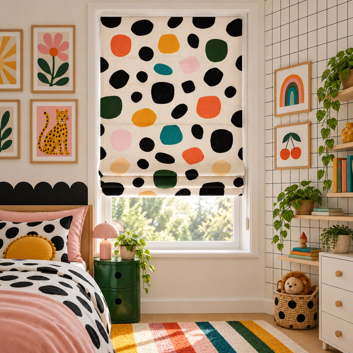 Scandinavian Playful Modern Pebble Window Roman Shade