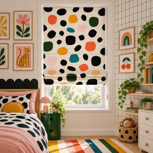 Scandinavian Playful Modern Pebble Window Roman Shade