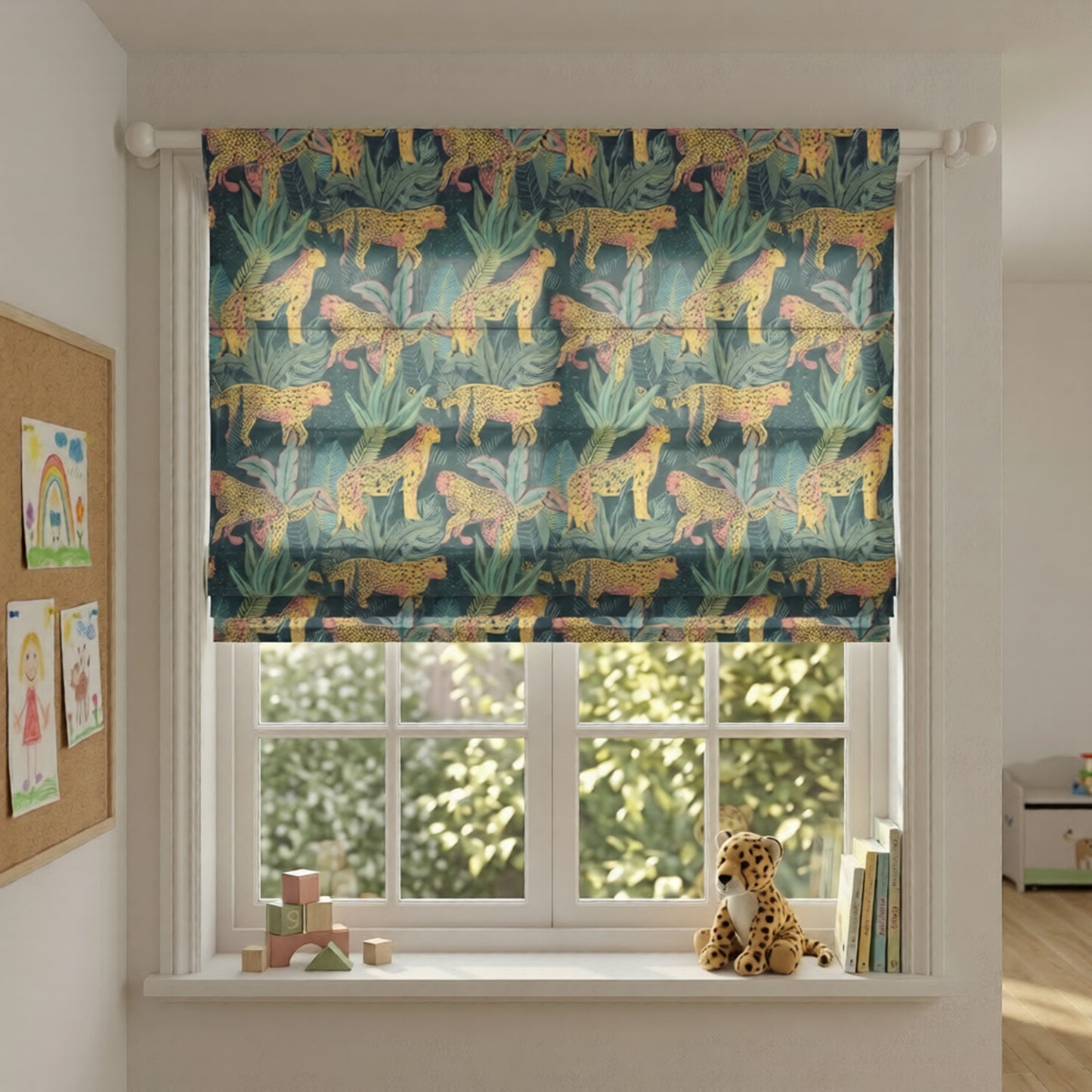 Jungle Safari Cheetah Print Roman Shade Valance