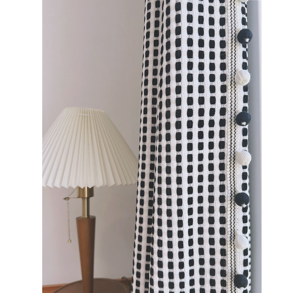 Scandinavian Black and White Monochrome Window Curtains Drapery