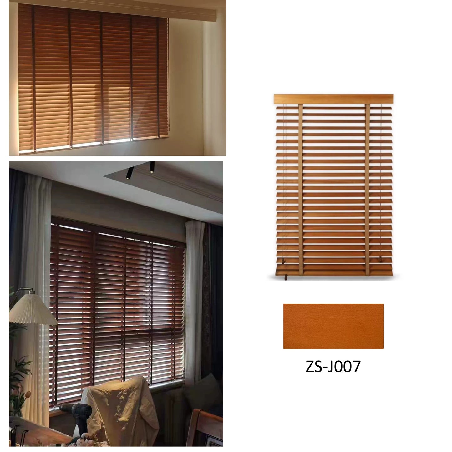 African Whitewood Venetian Blinds | Solid Wood Window Slats with Customizable Color Cloth Tapes & Decorative Straps