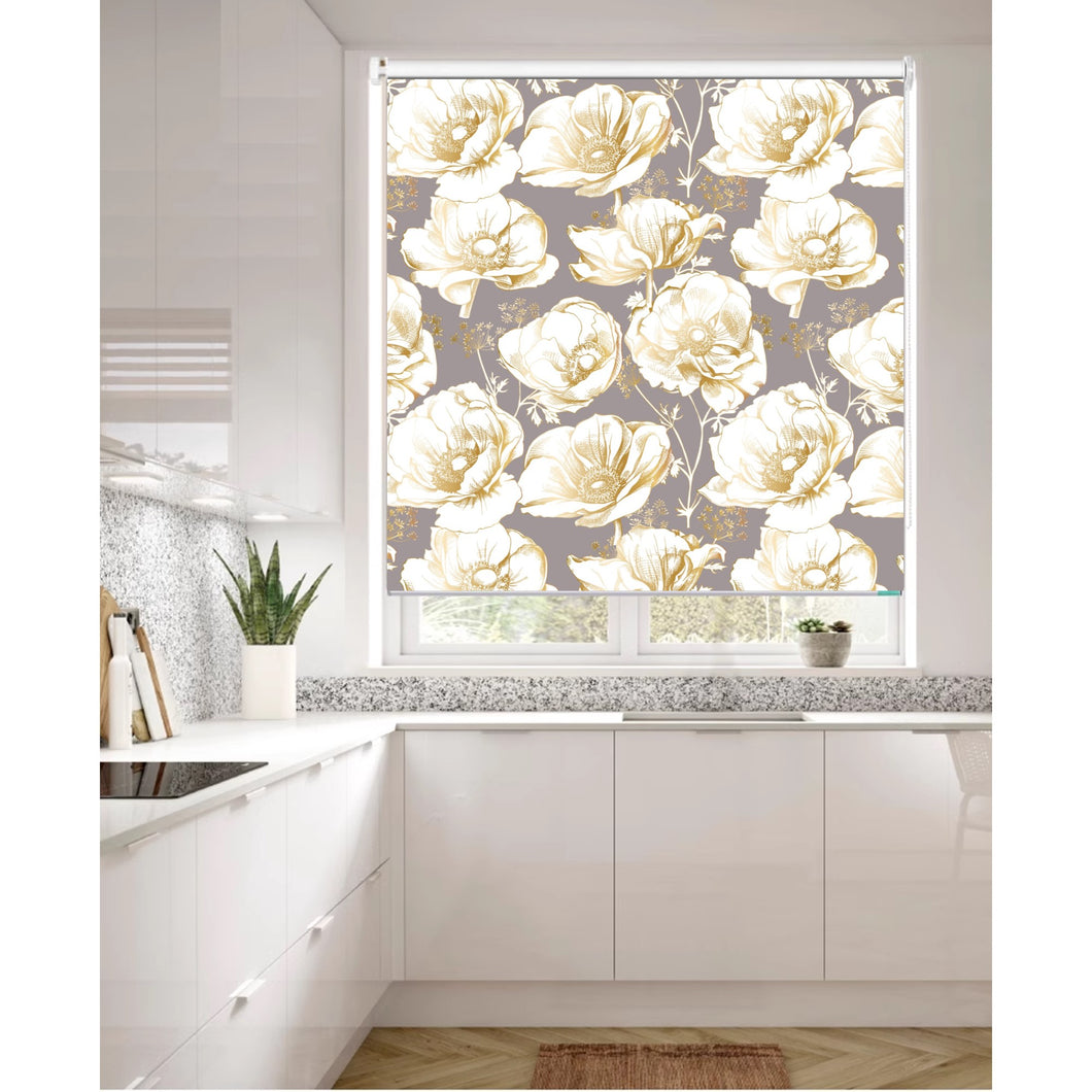 Gardenias Botanical Garden Light Gray Window Roller Shade