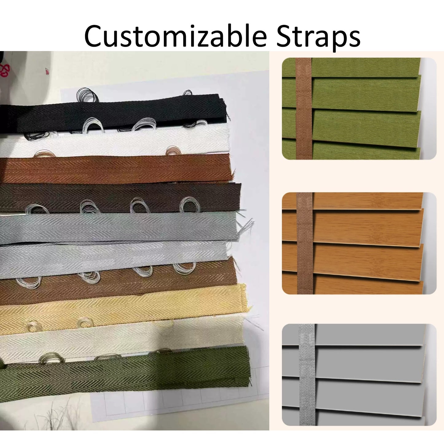 African Whitewood Venetian Blinds | Solid Wood Window Slats with Customizable Color Cloth Tapes & Decorative Straps