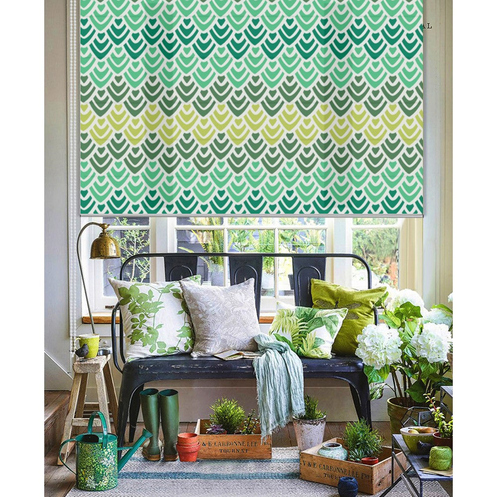 Green Organic Shape Geometry Window Roller Shade