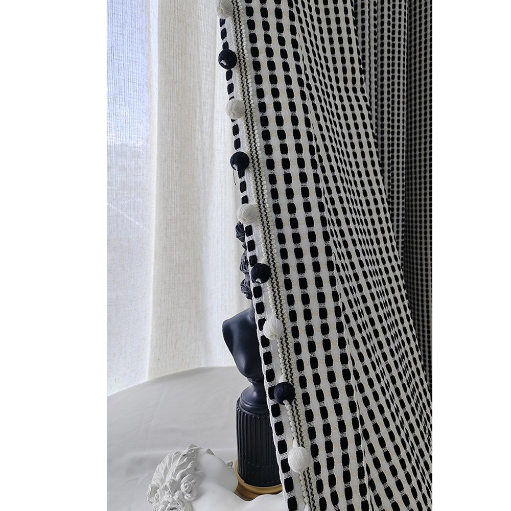 Scandinavian Black and White Monochrome Window Curtains Drapery