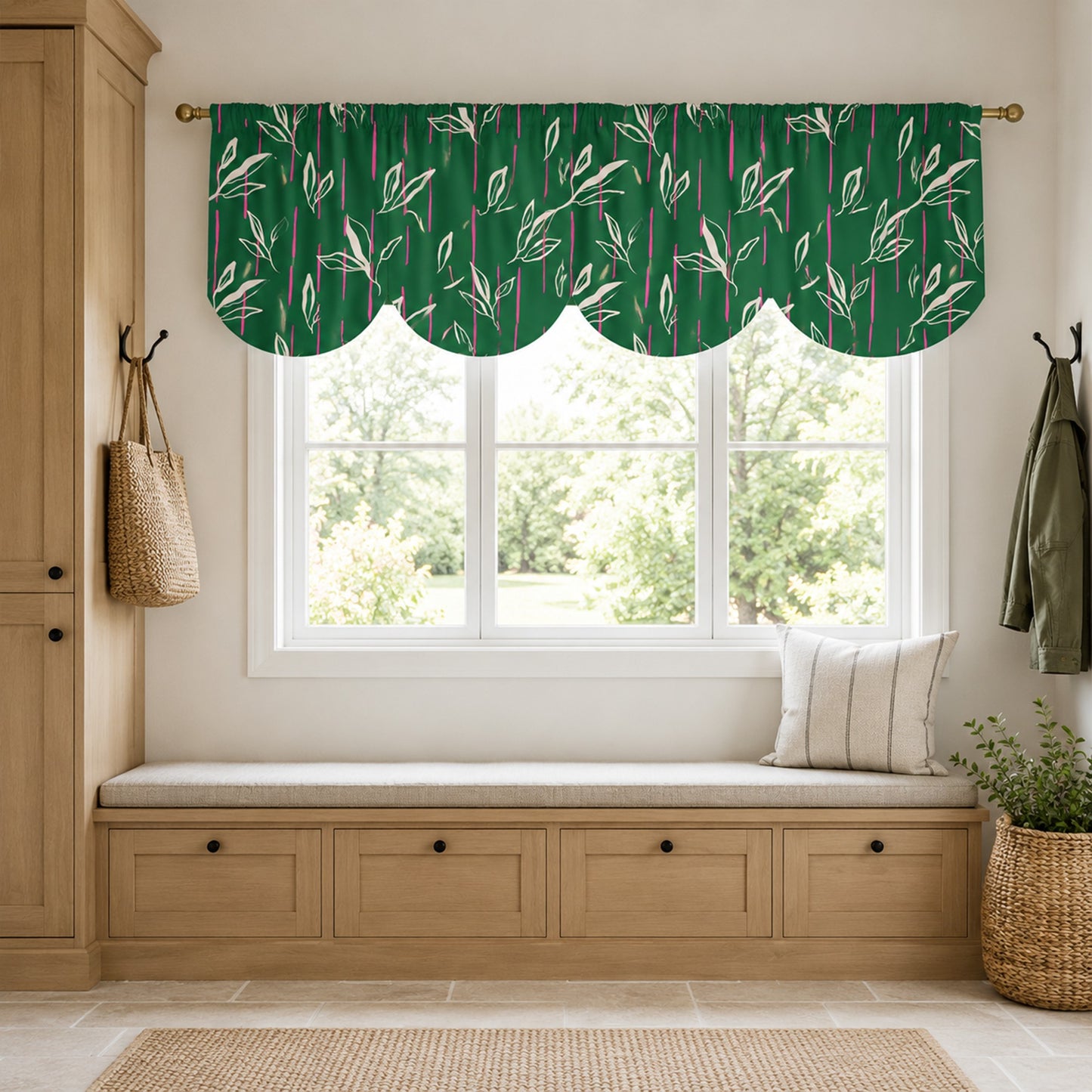 Emerald Blush Botanica Scallops Wave Valance