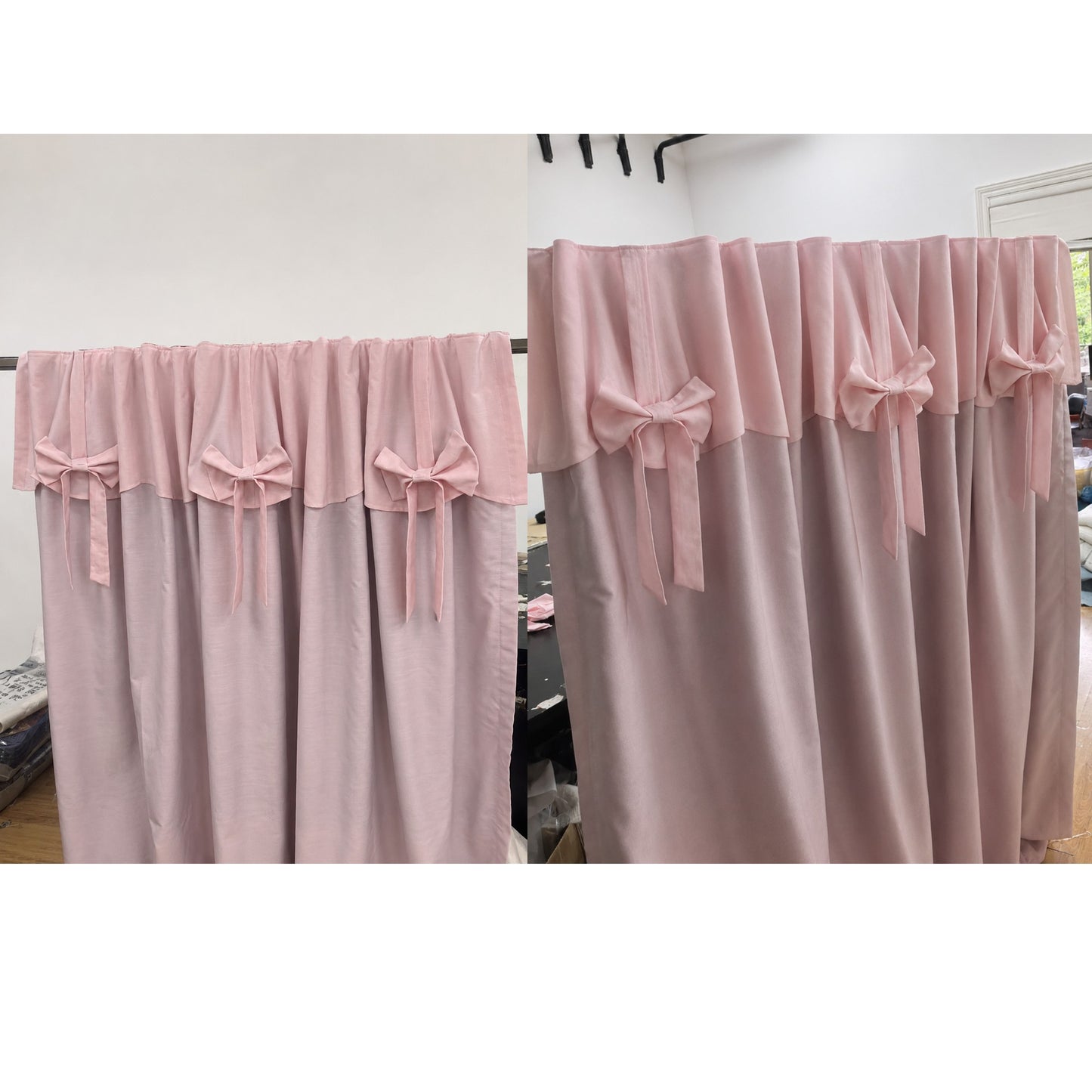 Nursery Bows Shabby Chic Romantic Window Drapery Curtains, Custom Colors Available