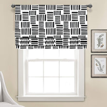 Load image into Gallery viewer, Black and White Geometry Faux Roman Shade Valance
