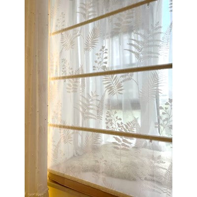 Sheer Botanical Leaf Pattern Light Filtering Transparent Window Roman Shade