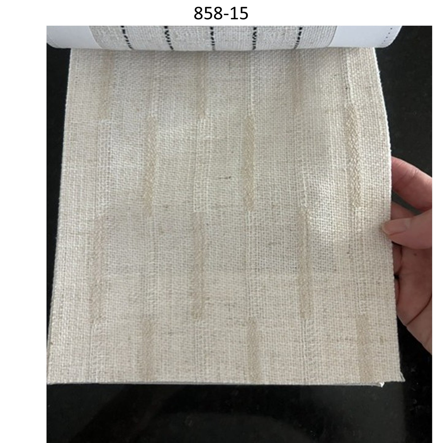 Handwoven Neutral Linen Embroidery Stripe Window Roman Shade