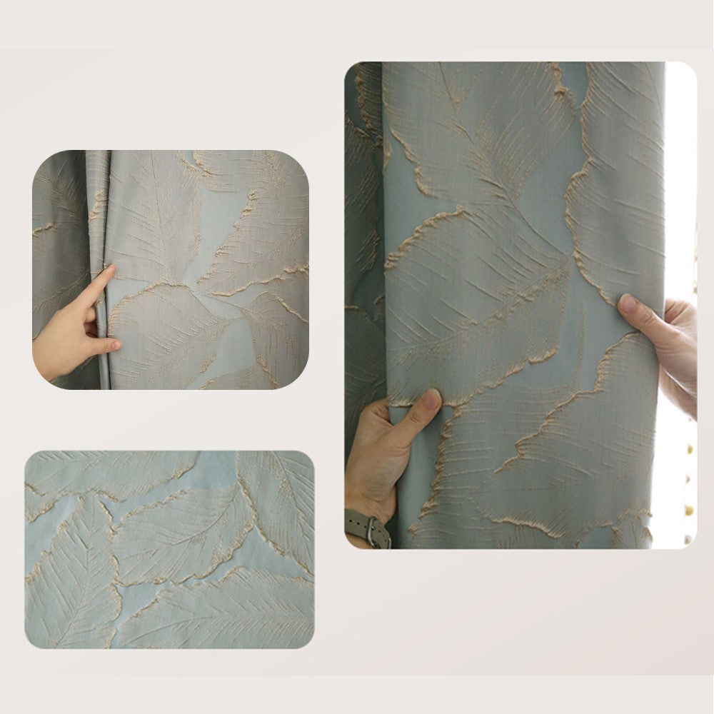Luxe Vintage French Embossed Gold Leaf Drapery Curtains