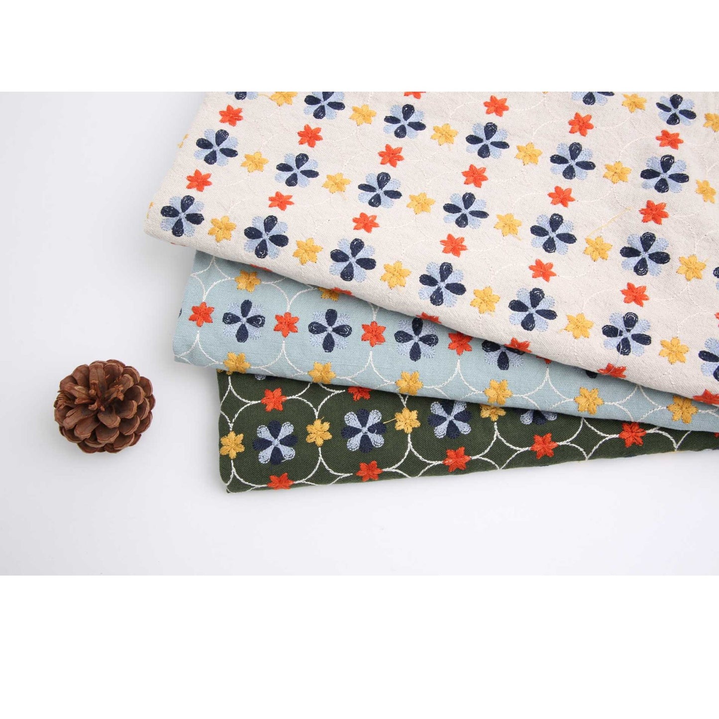 Embroidered Geometric Floral Window Roman Shade