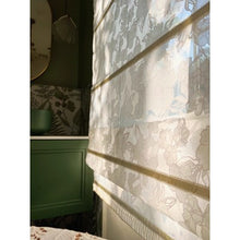 Load image into Gallery viewer, Sheer Vintage Floral Roman Shade with Fringe Trim – See Through Window Blind
