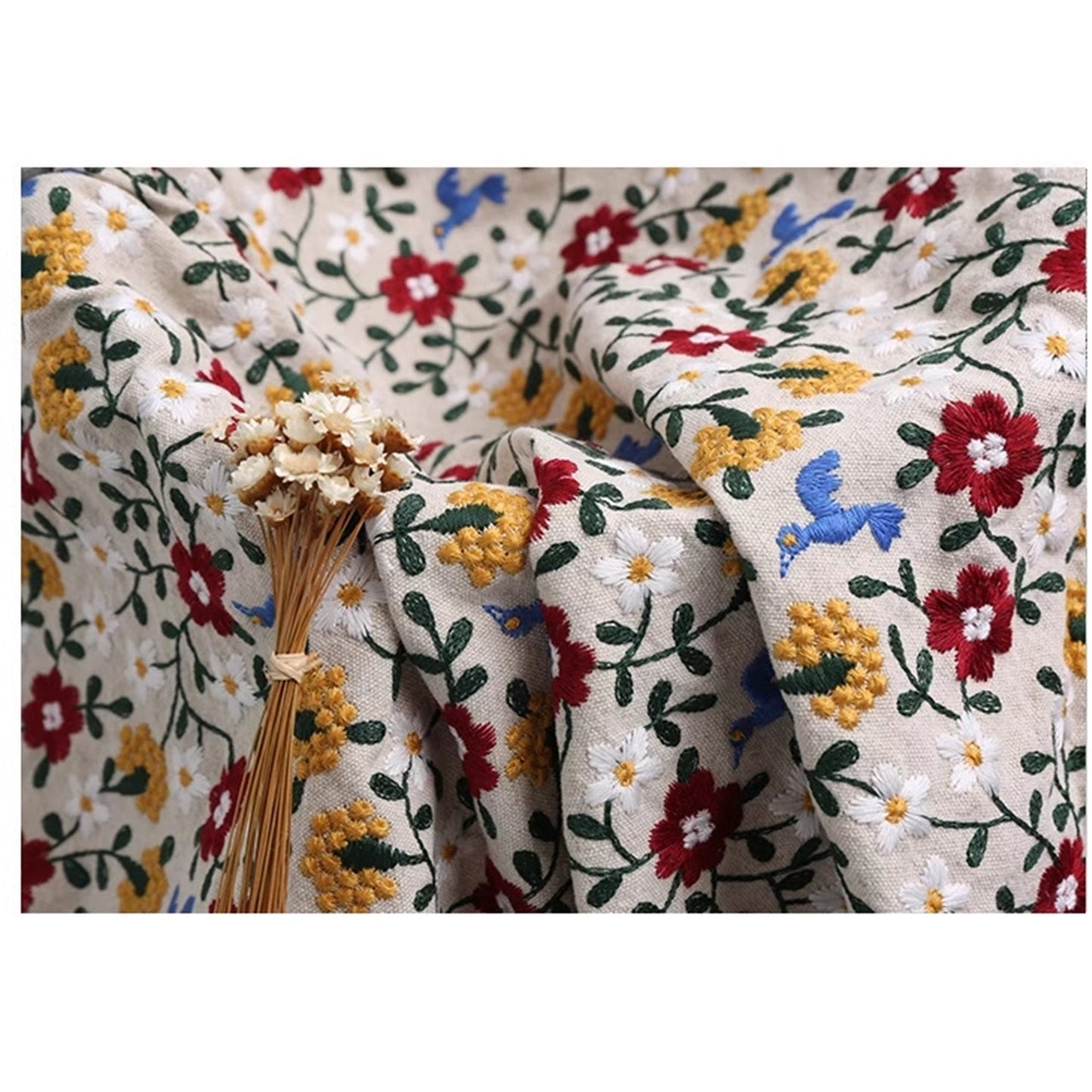 Garden Flora Embroidery Roman Shade