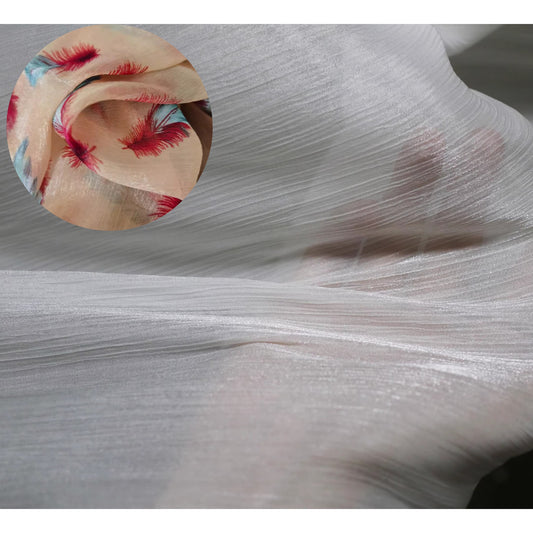 Custom Print Fabric Only -60G Non Stretch Shimmering Crinkle See Through Sheer Fabric