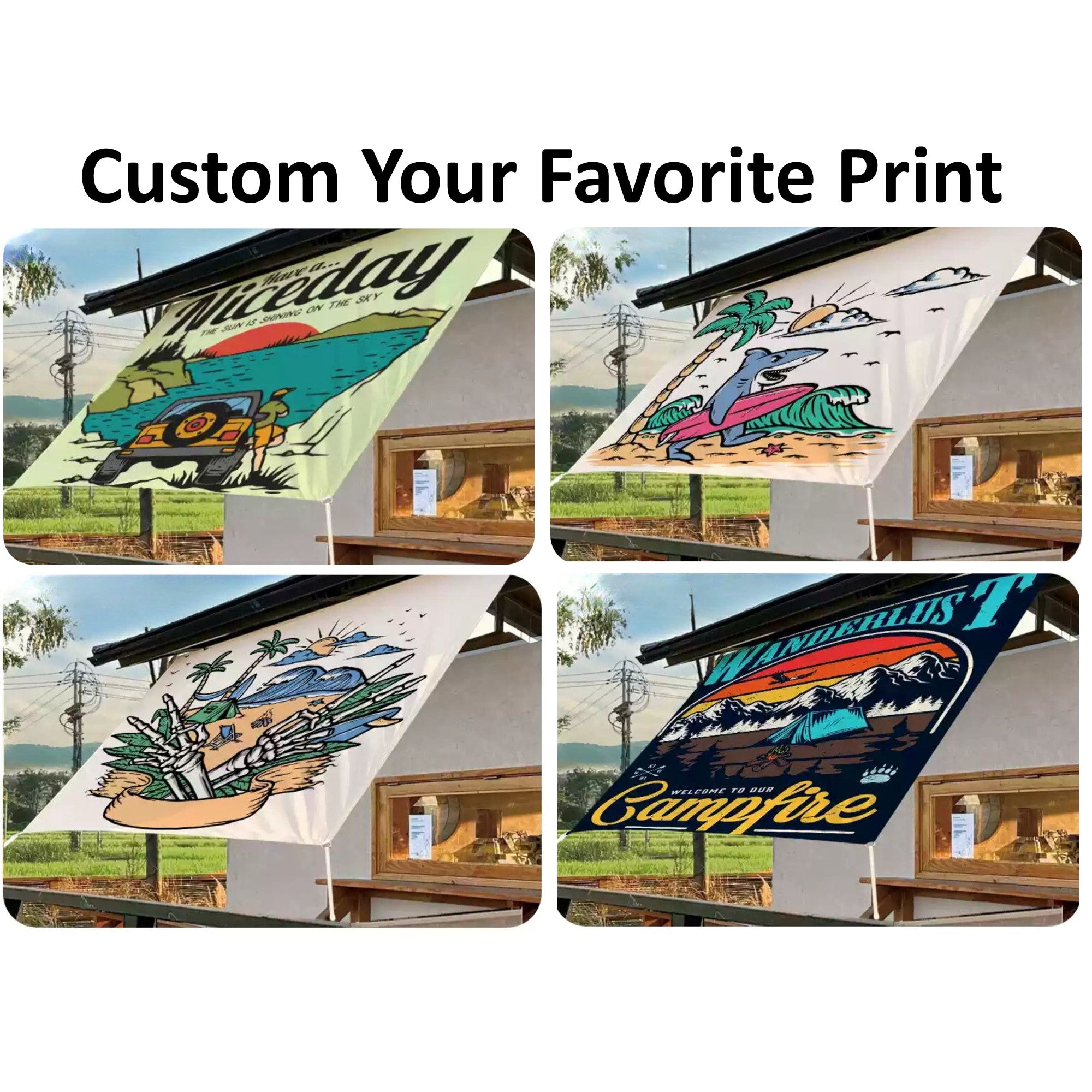 Custom Print Patio Camping Business Sun Shade Sail Art Shades